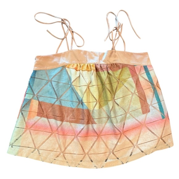 Anthropologie Akemi + Kin Abstract Tie Sleeve Geo Blouse Size Small - Picture 3 of 9